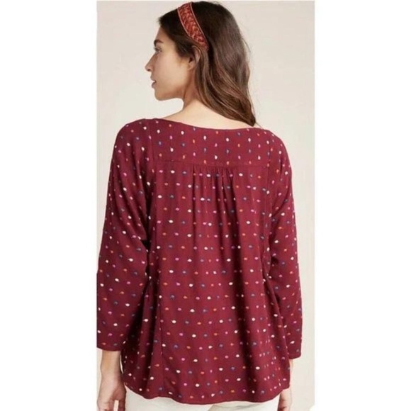 Maeve Dottie Polka Dot Burgundy Blouse - Picture 2 of 9